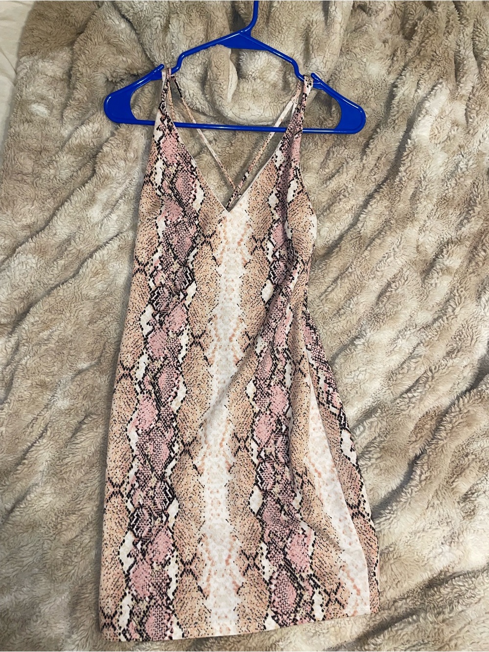 American Threads Pink & Tan Snakeskin Slip Dress